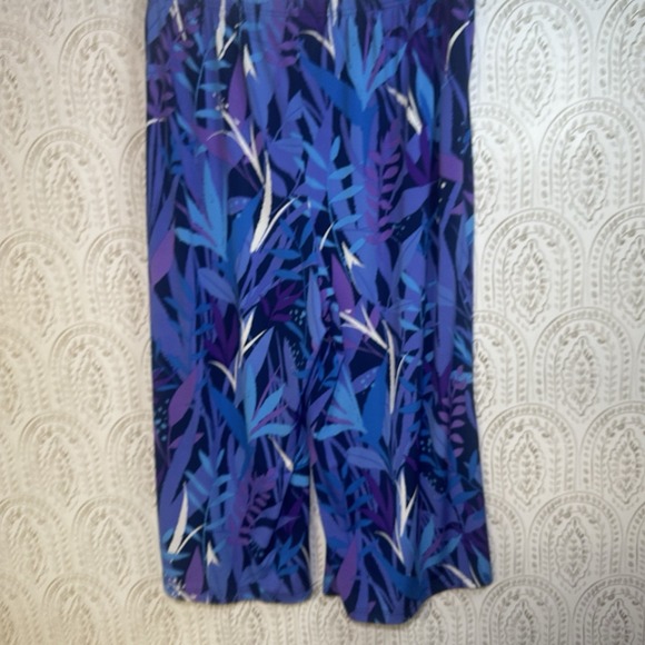 Bob Mackie Womens Size 1x Wearable Art Mutli Color Wide Leg Stretch Cropped - Picture 3 of 7